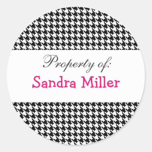 Houndstooth personalized label