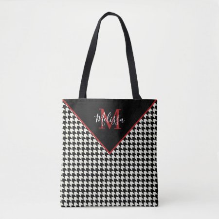 Houndstooth Personalized Tote Bag