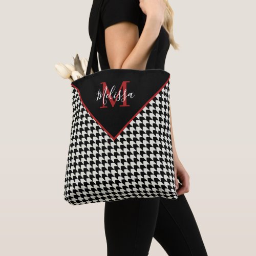 Houndstooth personalized tote bag