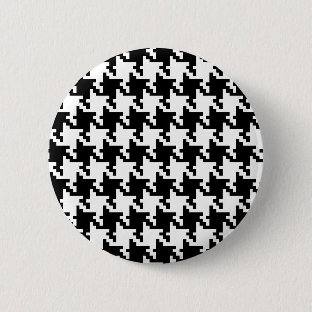 Houndstooth Pied-de-Poule Pattern Mod Pinback Button (Front)