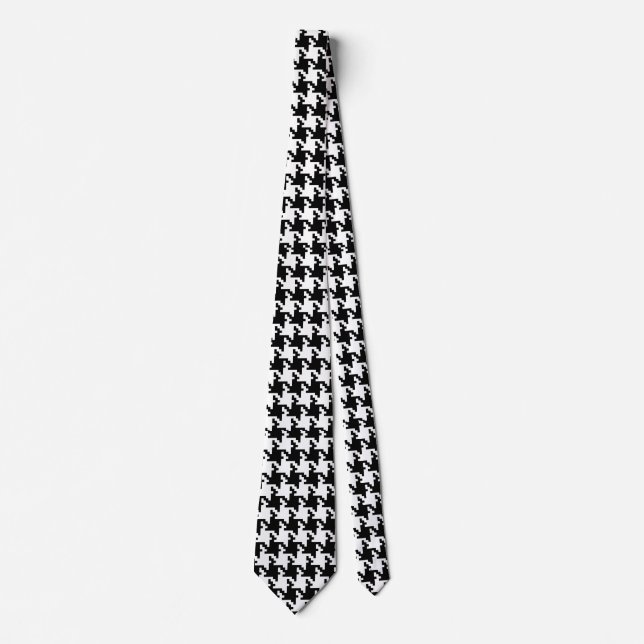 Houndstooth Pied-de-Poule Pattern Mod Tie (Front)
