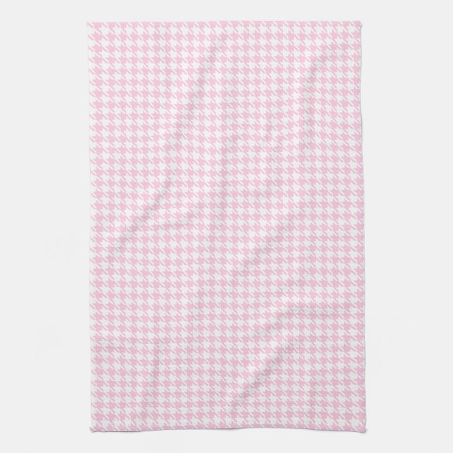 Houndstooth Pink and White Towel (Vertical)