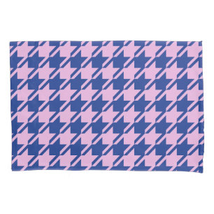 Houndstooth Pink+Blue Big Pattern Pillow Case