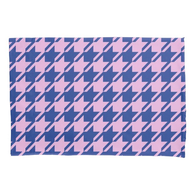 Houndstooth Pink+Blue Big Pattern Pillow Case (Front)