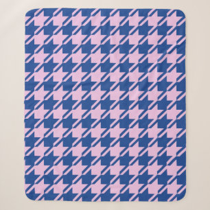 Houndstooth Pink+Blue Big Pattern Sherpa Blanket