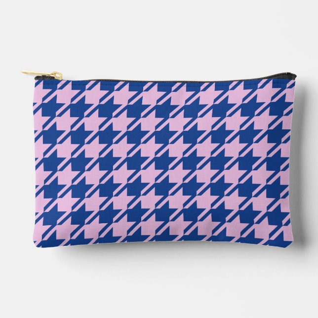 Houndstooth Pink+Blue Pattern Accessory Pouch (Front)