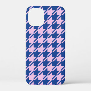 Houndstooth Pink+Blue Pattern iPhone 12 Mini Case