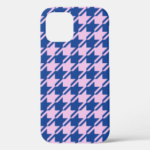 Houndstooth Pink+Blue Pattern iPhone 12 Case