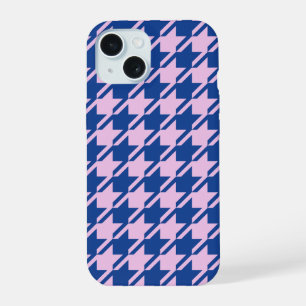 Houndstooth Pink+Blue Pattern iPhone 15 Case