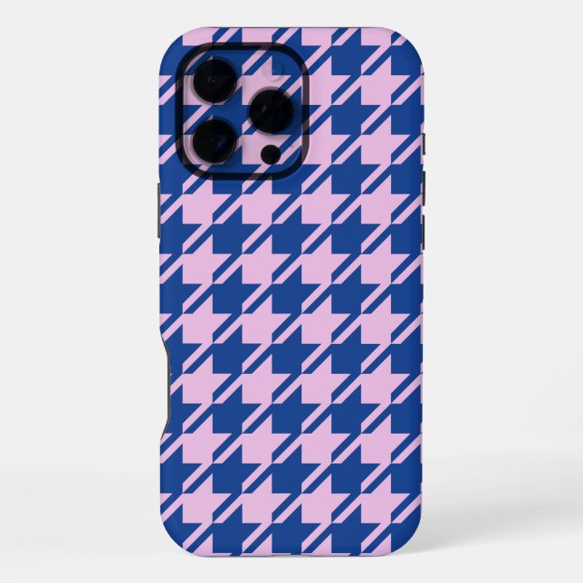Houndstooth Pink+Blue Pattern iPhone Case (Back)