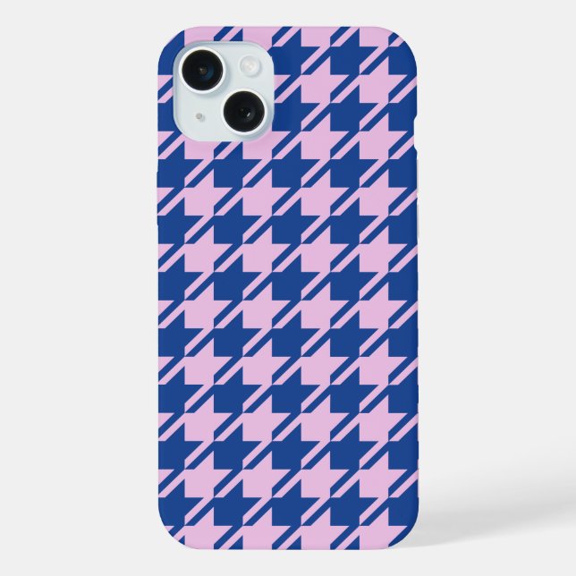 Houndstooth Pink+Blue Pattern iPhone Case (Back)