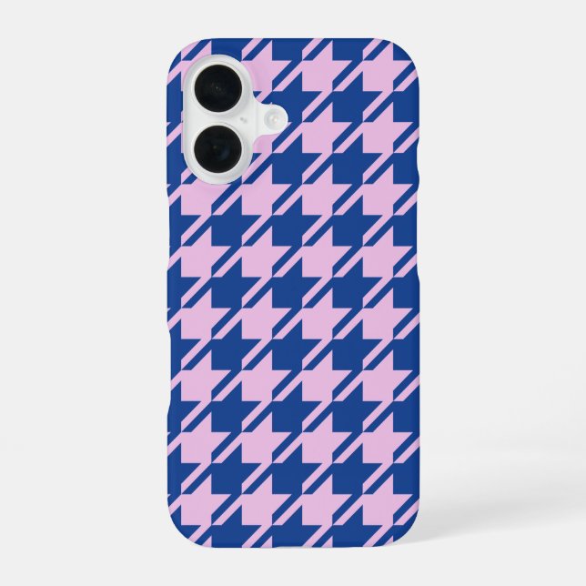 Houndstooth Pink+Blue Pattern iPhone Case (Back)