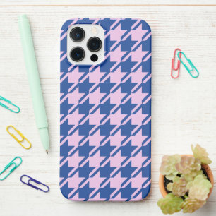 Houndstooth Pink+Blue Pattern iPhone 12 Pro Max Case