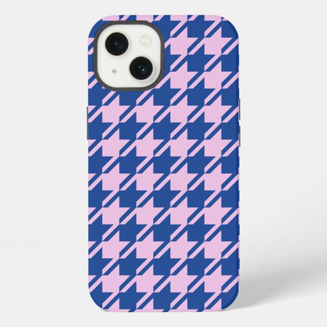 Houndstooth Pink+Blue Pattern Iphone Case (Back)