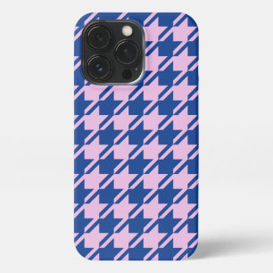 Houndstooth Pink+Blue Pattern iPhone 13 Pro Case