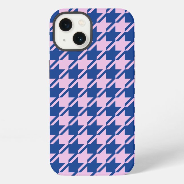 Houndstooth Pink+Blue Pattern iPhone Case (Back)