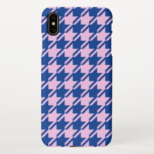 Houndstooth Pink+Blue Pattern iPhone XS Max Case