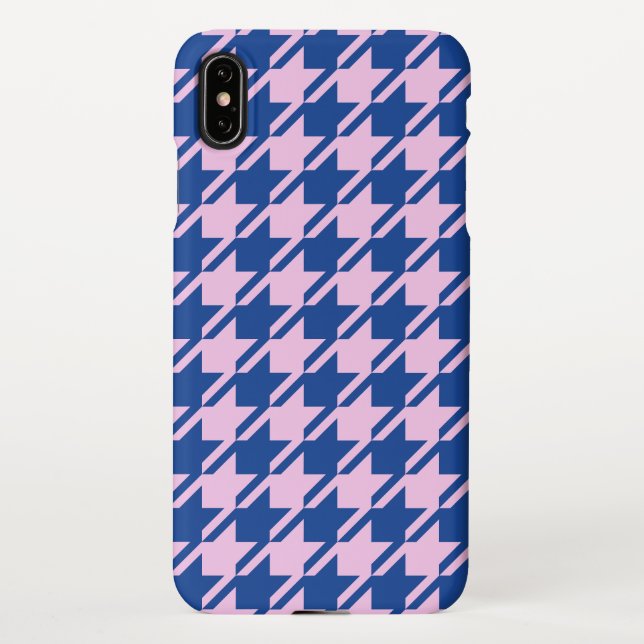 Houndstooth Pink+Blue Pattern iPhone Case (Back)