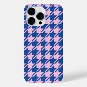 Houndstooth Pink+Blue Pattern iPhone 14 Pro Max Case