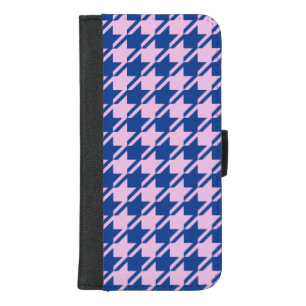 Houndstooth Pink+Blue Pattern iPhone 8/7 Plus Wallet Case