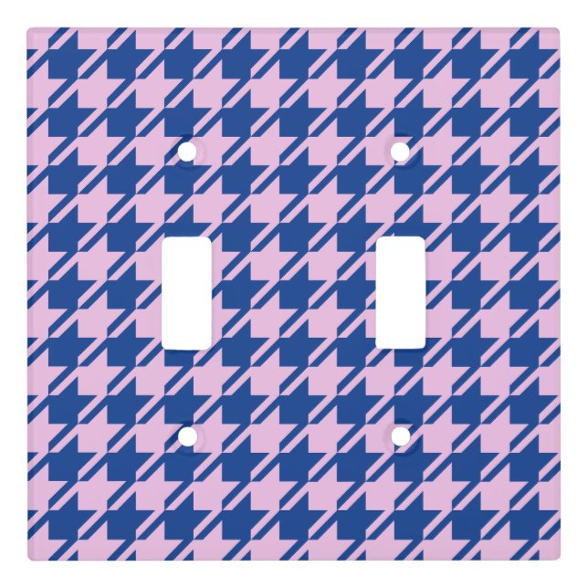Houndstooth Pink+Blue Pattern Light Switch Cover (Front)