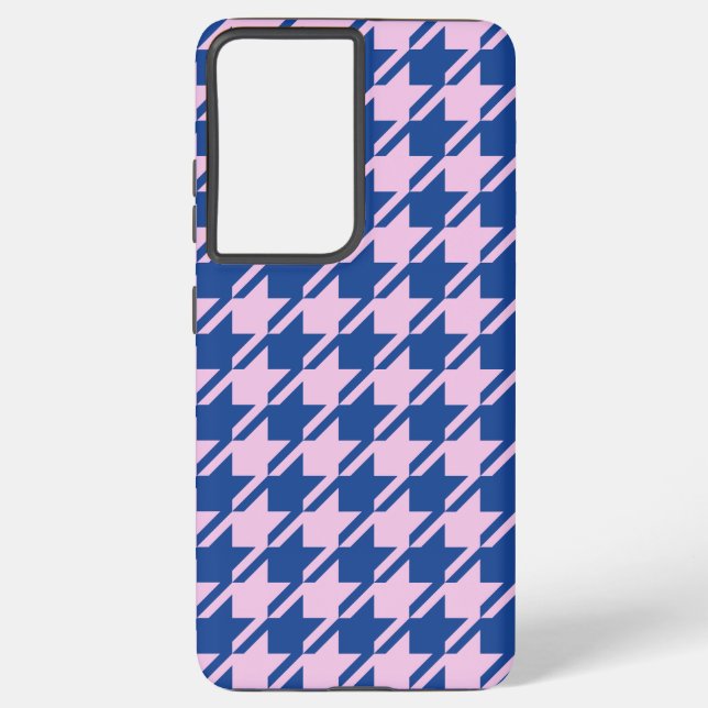 Houndstooth Pink+Blue Pattern Samsung Galaxy Case (Back)
