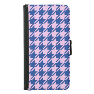 Houndstooth Pink+Blue Pattern Samsung Galaxy S5 Wallet Case