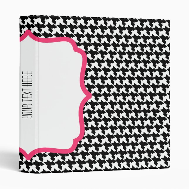 Houndstooth & Pink  Fancy Binder (Front/Spine)
