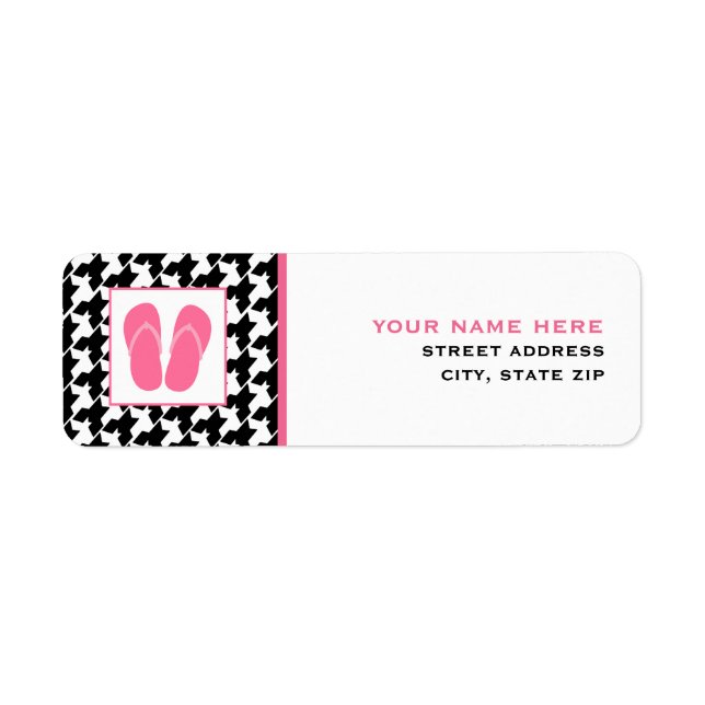 Houndstooth & Pink Flip Flops Label (Front)