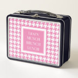 Houndstooth Pink White Metal Lunch Box at Zazzle