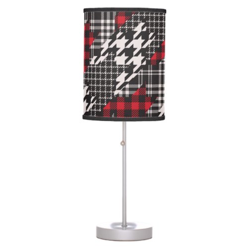 Houndstooth Plaid Pattern Patchwork Collage Table Lamp
