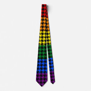 Houndstooth Pride on a Black Background Neck Tie