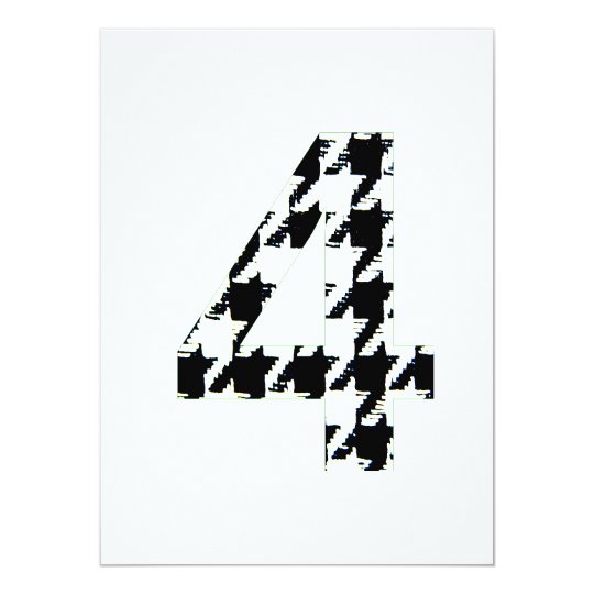Houndstooth Print Number Four Card