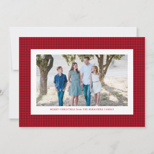 Houndstooth red frame Christmas Holiday Card