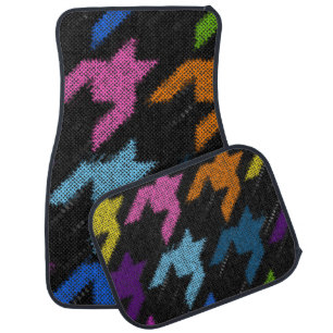 Houndstooth: rough canvas imitation. car floor mat
