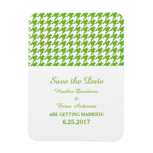 Houndstooth Save the Date Magnet Green Magnet