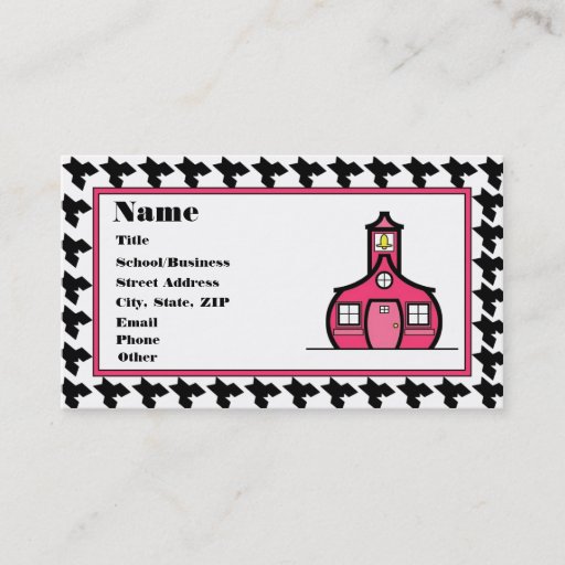 Customizable Houndstooth Schoolhouse Business Card Templates