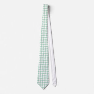 Houndstooth Seafoam and White Neck Tie