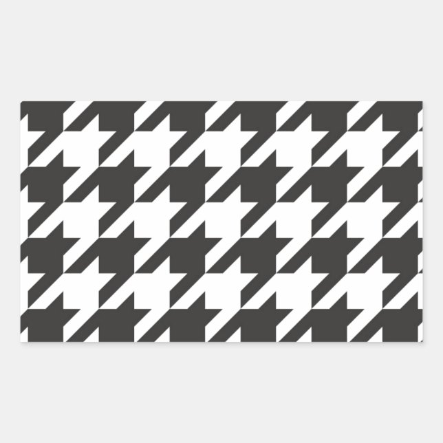 Houndstooth seamless grey, black and white pattern rectangular sticker (Front)