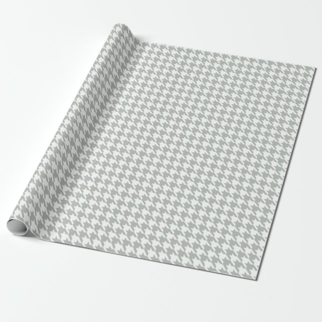 Houndstooth Silver Gray Wrapping Paper (Unrolled)