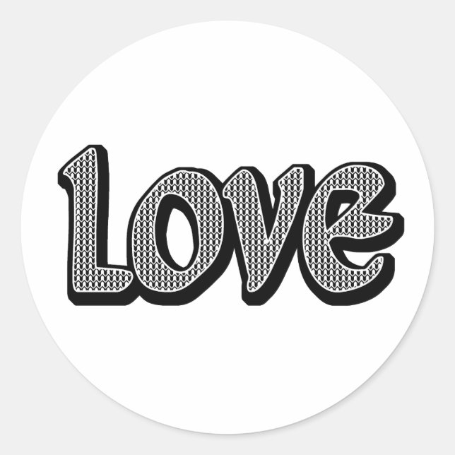 Houndstooth Small Love Classic Round Sticker (Front)
