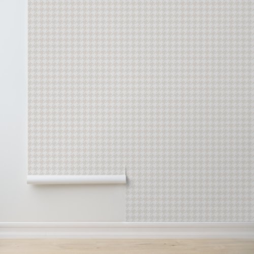 Houndstooth soft classic subtle beige white wallpaper 