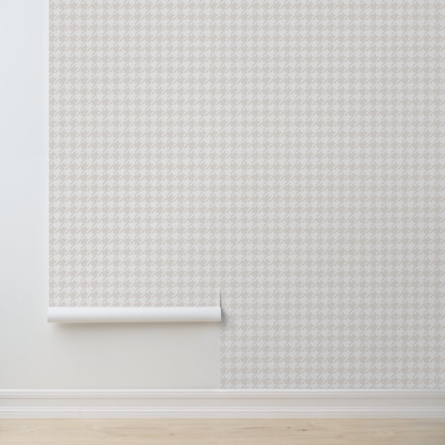 Houndstooth soft classic subtle beige white wallpaper  (Application)