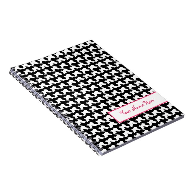 Houndstooth Spiral Personalized Notebook (Right Side)