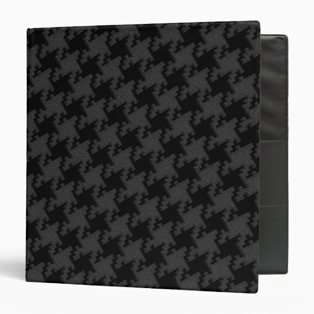Houndstooth Style Black on Black Textured Pattern Binder (Front/Inside)