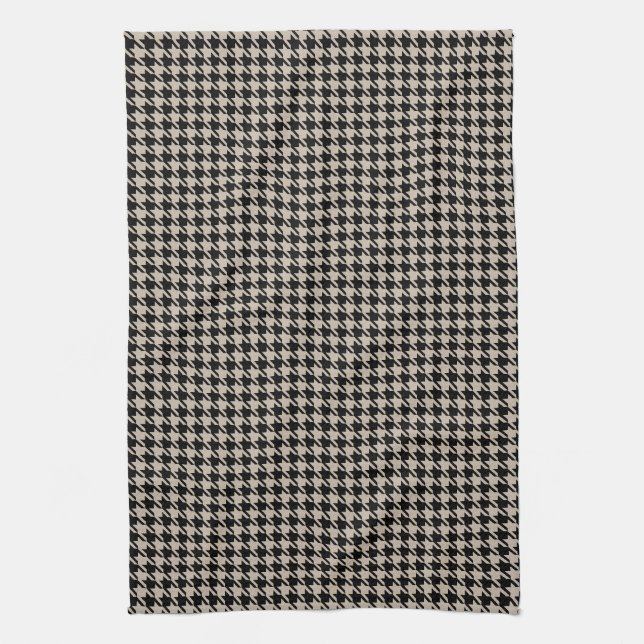 Houndstooth Tan and Black Kitchen Towel (Vertical)