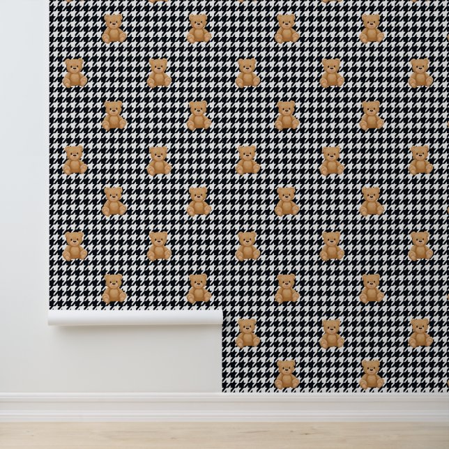 Houndstooth Teddy Home, Wallpaper (Application)