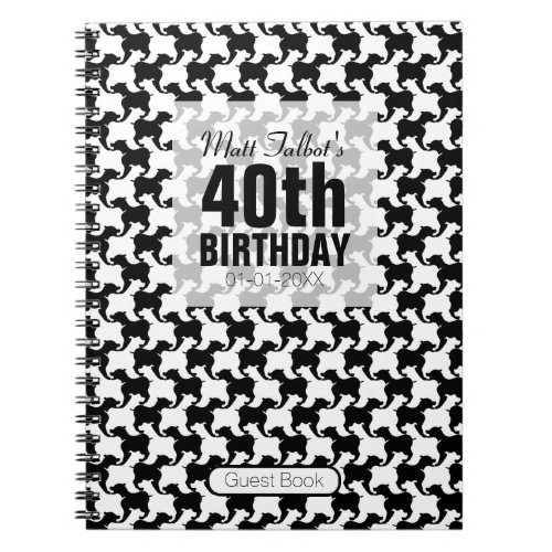 Houndstooth Tesselation Dog 40th birthday Guest B Notebook