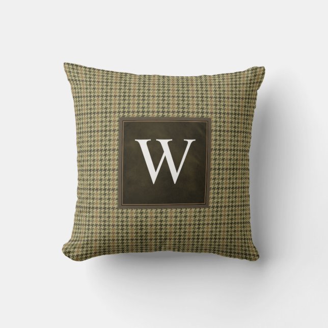 Houndstooth Tweed Personalized Throw Pillow (Front)