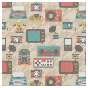 houndstooth vintage retro nostalgia jukebox fabric